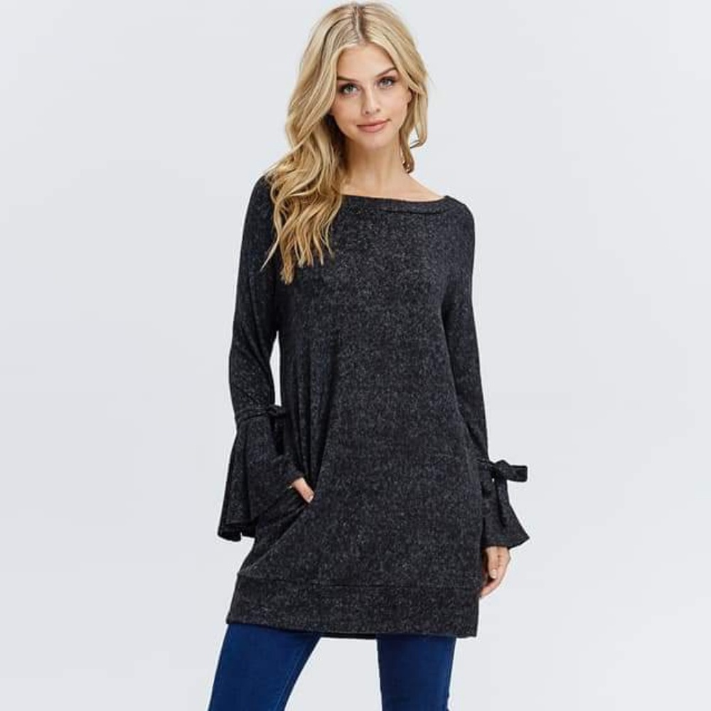 Gray Bell Sleeve Tunic